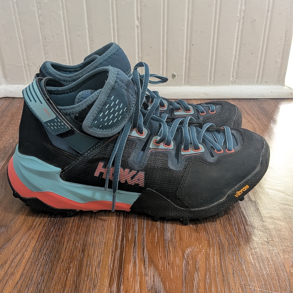 Hoka Black and Blue Hiking Shoes